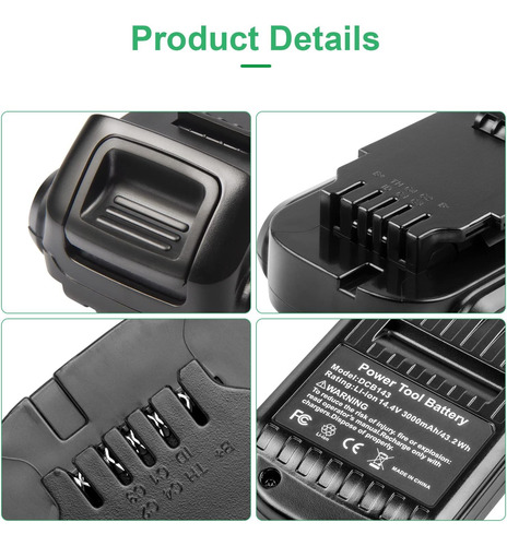 Batería De Litio Dcbv 3000mah Compatible Con Dewalt 14.4v