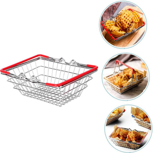 Mini Canasta Supermercado Decoración Cesta Compras Juguete Azul