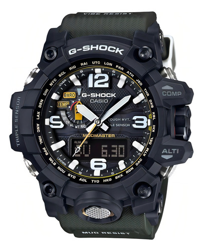 Reloj Casio G-shock Para Caballero-gwg-1000-1a3cr Color de la correa Verde oscuro Color del bisel Negro Color del fondo Negro