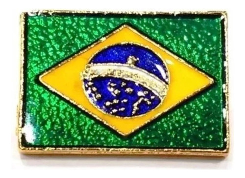 Kit 3 Pins Bótons Bandeira Do Brasil 23mm Folheados A Ouro