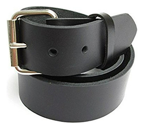 Mens Heavy Duty Black Leather Belt 1 1/2  Wide