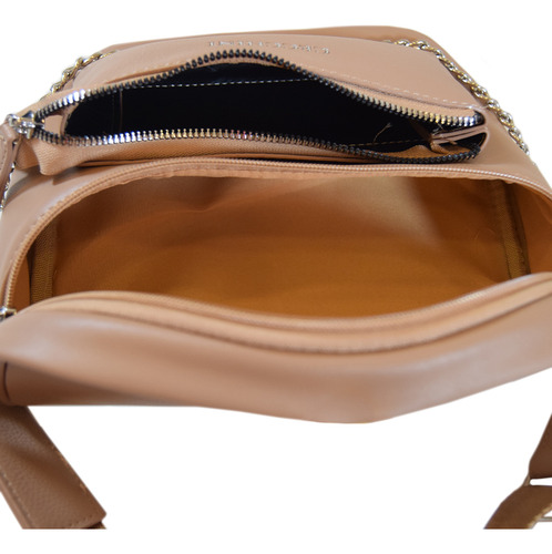 Maxi Riñonera Cecchini Con Cadena Amplia Cómoda Color Camel 67.c2217.2