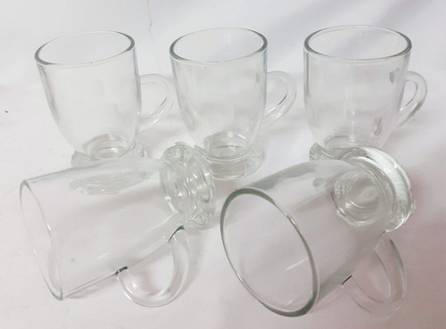 Imagen 3 de 3 de Jarro Taza Mug Vidrio Con Manija Base Set X 6 Pasabahce