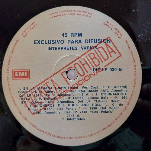 Lote 5 Vinilos Difusion Emi Promedio General 8 Estándar (Usado)