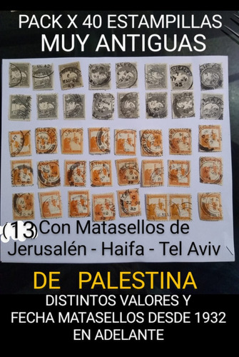 Filatelia Pack X 40 Estampillas De Palestina Desde 1932