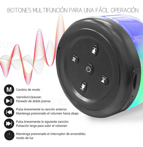 Merion Bocina Bluetooth Portátil Inalámbrica Aux-in Micro Tf Tws Color Negro