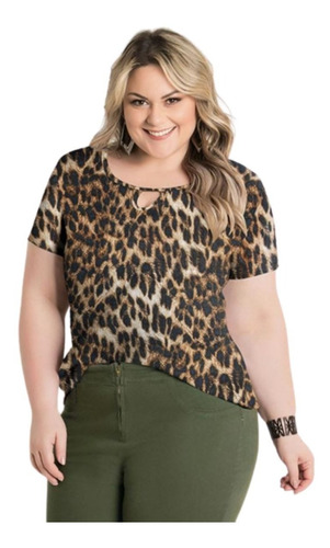 Blusa T-shirt Animal Print Plus Size Marguerite