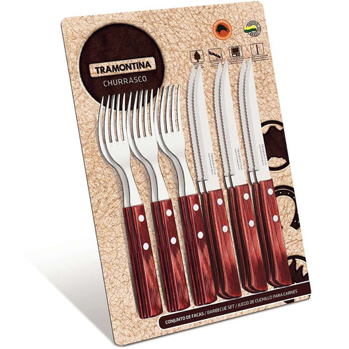 Conjunto Polywoodo Churrasco 12 Pçs Marrom