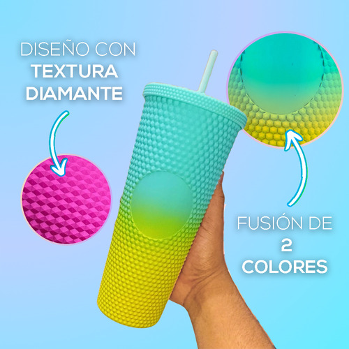 Termo Vaso Con Diseño Degradado 750ml Material Texturizado Verde