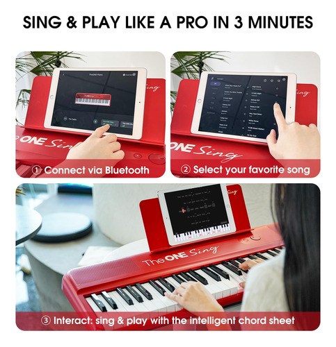 Piano Inteligente De 61 Teclas Para Cantar Y Practicar Negro