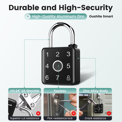 Candado Inteligente Oushite Biométrico Huellas Rfid Bluetoot
