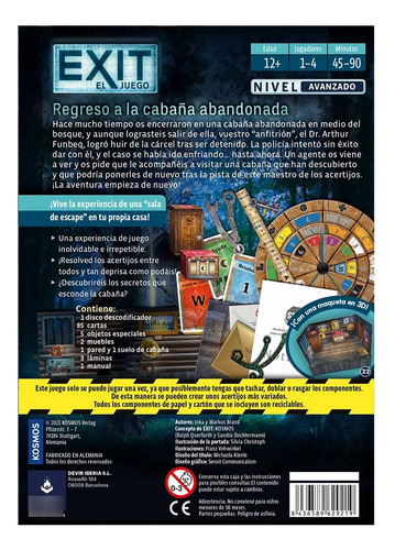 Juego De Mesa Exit 21 Regreso A La Cabaña Abandonada Devir
