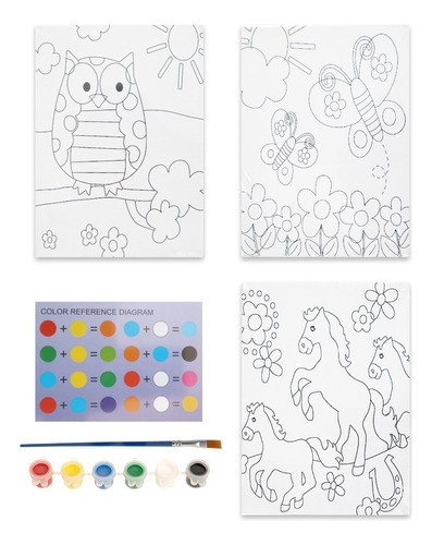 Bastidor Con Dibujo, Set De 3 Piezas E Incluye Pinturas