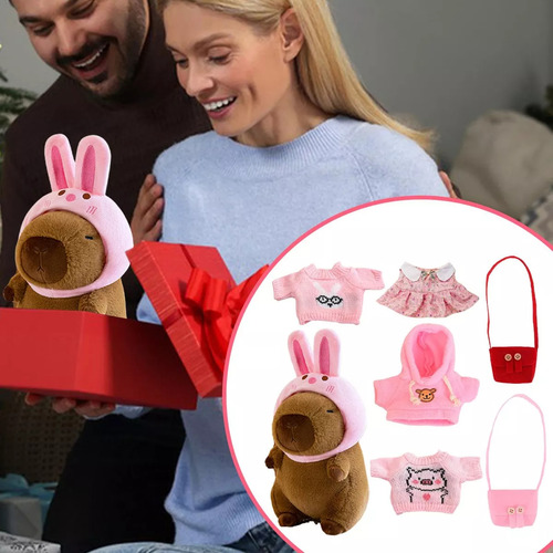 Muñeca Capybara Con 6 Piezas De Ropa Y Accesorios B