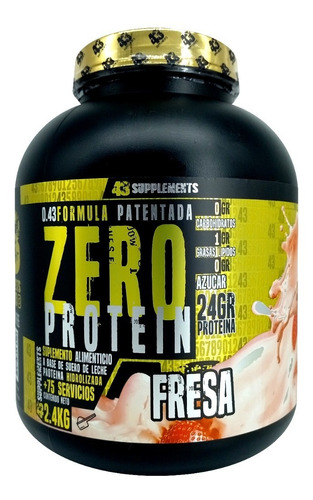 Proteina Hidrolizada 43 Whey Zero 2.4 Kg 75 Servicios Sabor Fresa