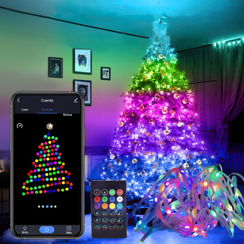 Luces Led Navidad Rgb Bluetooth 10mts Decorativas Musicales