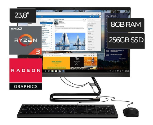 All In One Lenovo Ideacentre 3 23.8/ryzen3/8gb/256ssd