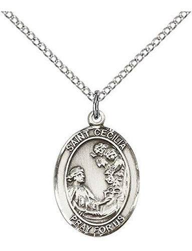 Collar - Sterling Silver St. Cecilia Pendant With 18  Stainl