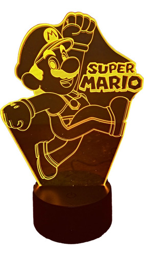 Lámpara Ilusión 3d De Super Mario Bros 7 Colores Integrados