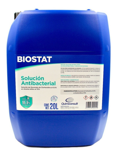 Solución Antibacterial Biostat Clorhexidina 0.5% Alc 70% 20l