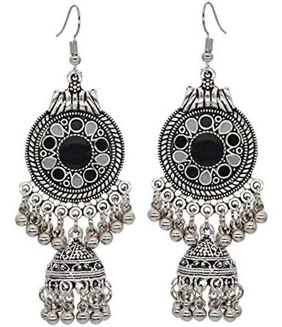 Gypsy Jewelry Retro Étnico Plata Indio Jhumka Pequeñas