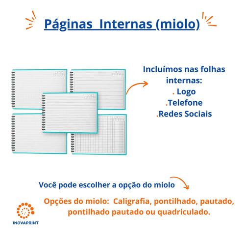 10 Cadernos A5 Horizontal Com Logomarca Na Capa E Miolo