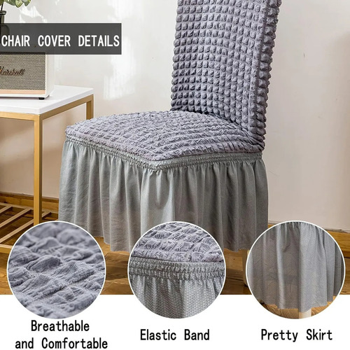 6 Pzas Fundas Elástica Protectora De Silla Comedor Gris Geométrico