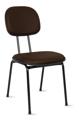 Cadeira de escritório Loja PegaPega Secretária em base palito fixa ergonômica  marrom com estofado de couro sintético