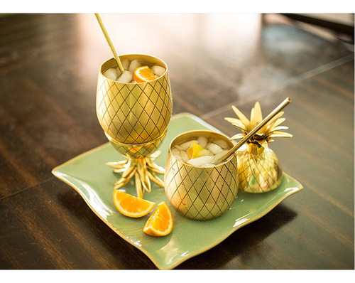 Taza De Cerveza De Acero Inoxidable Con Forma De Piña Dorada