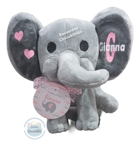 Recuerdos Peluche Personalizado  Mini Elefante Niña Baby