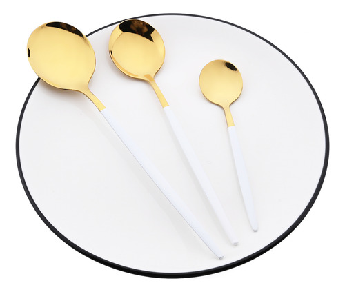 Juego De Vajilla De Oro Blanco, 6 Piezas, Cuchillo, Tenedor,
