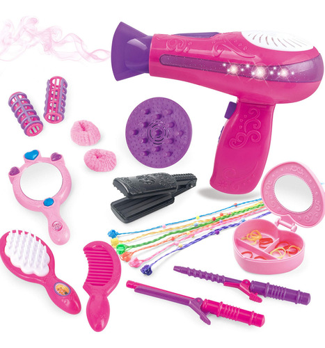 Kit De Juguetes De Belleza Para Niñas Con Secador Y Espejo