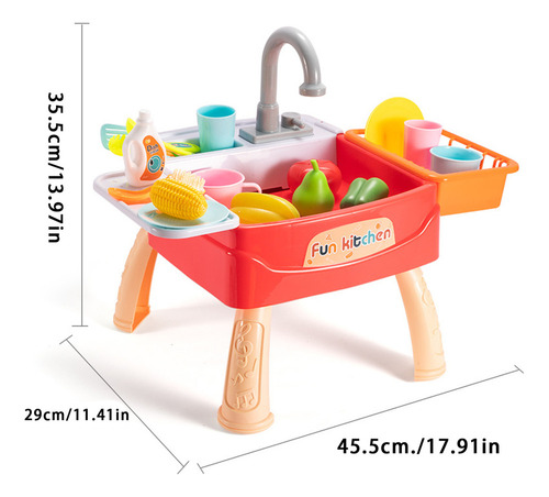 Lavaplatos Eléctrico Para Niños Pretend Play, Color Rojoab