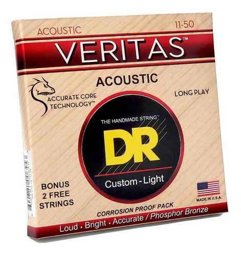 Encordoamento Violão Aço 011 Dr Strings Veritas Vta-11