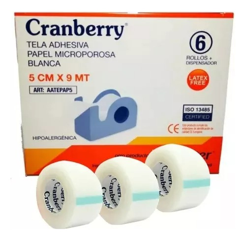 Tela Adhesiva Papel Microporosa Cranberry 5cm X 9m 1 Unidad