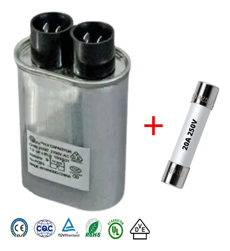 Capacitor Microondas 0.84 Uf 2100v Con Fusible 20a 250v