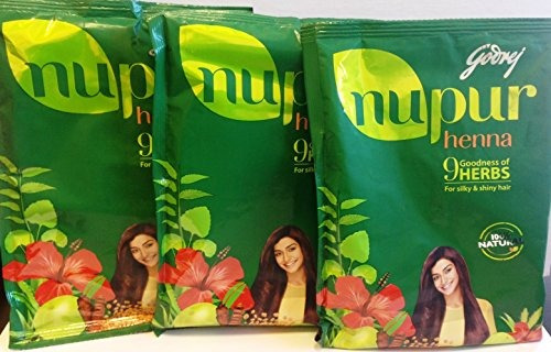 Godrej Nupur Henna Powder Mezcla De 9 Hierbas, 120 Gramos X 