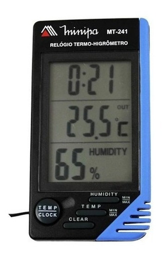 Relógio Termo-higrômetro Digital Minipa Mt-241 
