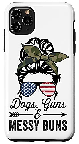 Funda Para iPhone 11 Pro Max Funny Dogs Guns & Messy Buns Wo