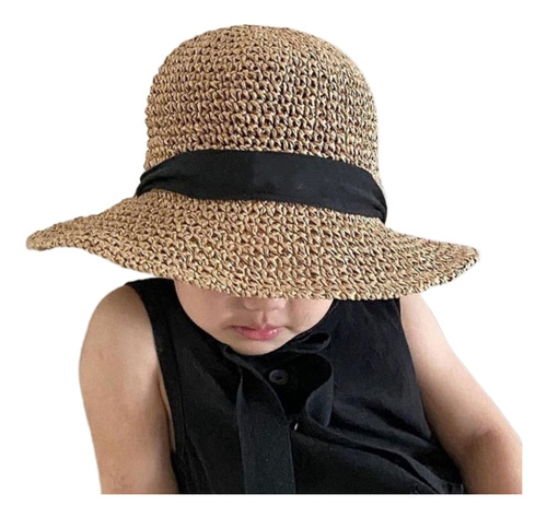 Sombreros De Playa Con Gorra Tejida De Paja (kh) Para Niñas