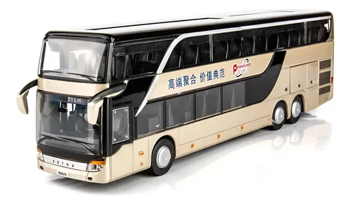 Die-cast Double-decker Bus Toy With Lights And Pull-back
