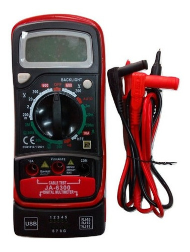 Tester Multimetro Digital Probador Cable Red Tel Usb 6300 R