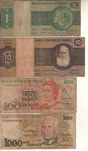 Brasil Lote De 4 Billetes Diferentes Nro 2