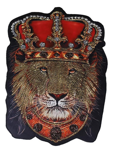 Patch De Cabeza De León Con Corona Real Estilo King Big