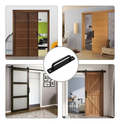 4 Manijas Para Puerta Granero Dalcón Jaladeras Negras 18cm