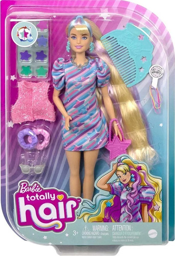 Barbie Totally Hair Vestifo Estrelado Loira Mattel 