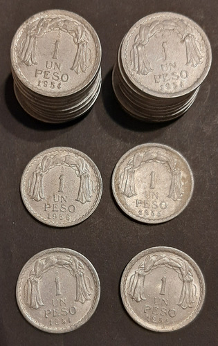 Lote De 24 Monedas Chilenas De 1 Peso Dañadas De Aluminio