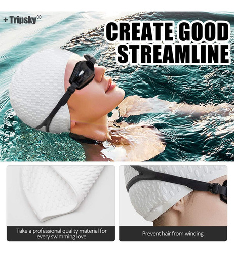 M2 Gorro De Natacion De Silicona Tripsky, Comodo Gorro De
