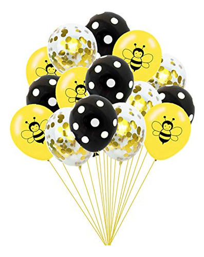 Globo Happy Bee Day 15 Latex Diseño Abejorro Confeti Para