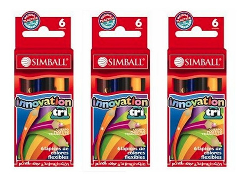 Lapiz Simball Caja X 6 Lapices Colores Cortos - Pack X 10 Un